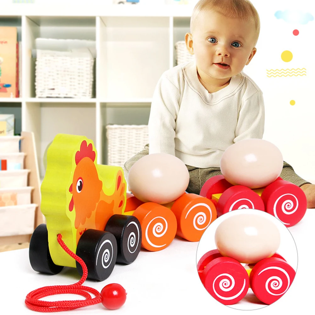 

Baby Toy Cartoon Kids Pull Up Toy Wooden Chicken Snail Hedgehog Toy for Kids Walking Training Toy Baby Gift