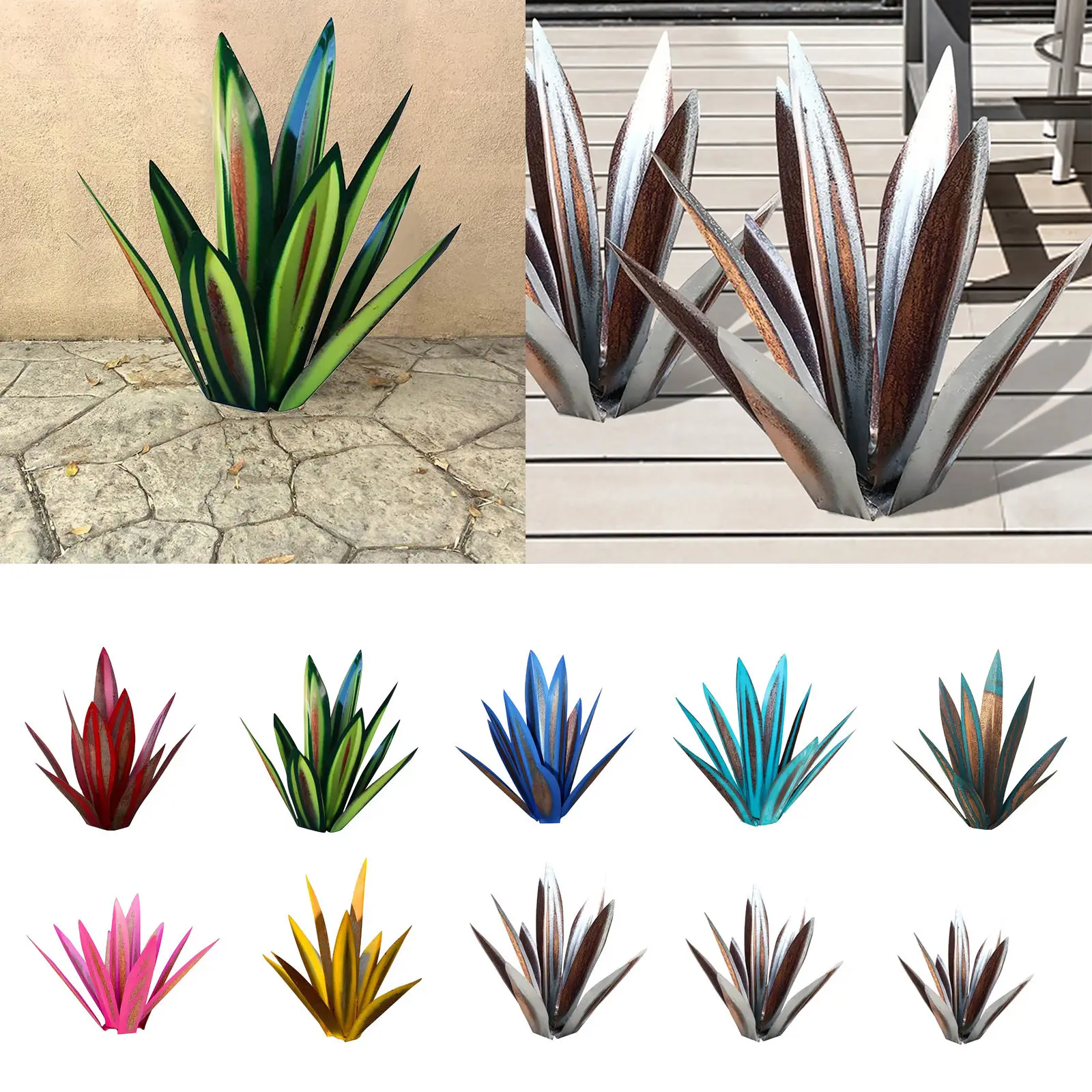 

1pc Artificial Snake Plant Iron Agave Plant Art Patio Home Office Ornaments Statue Yard Stakes