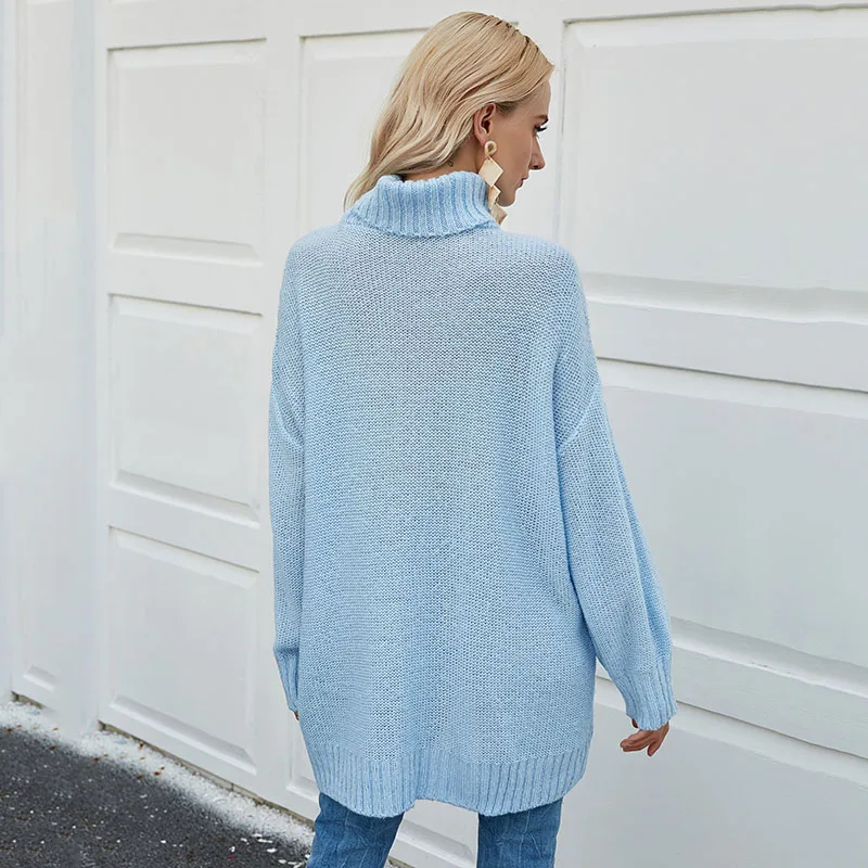 

JIALI Autumn Winter Loose Sweater Women Pullover Turtleneck Long Sleeve Casual Knitted Fashion Ladies Clothing Comfortable Top
