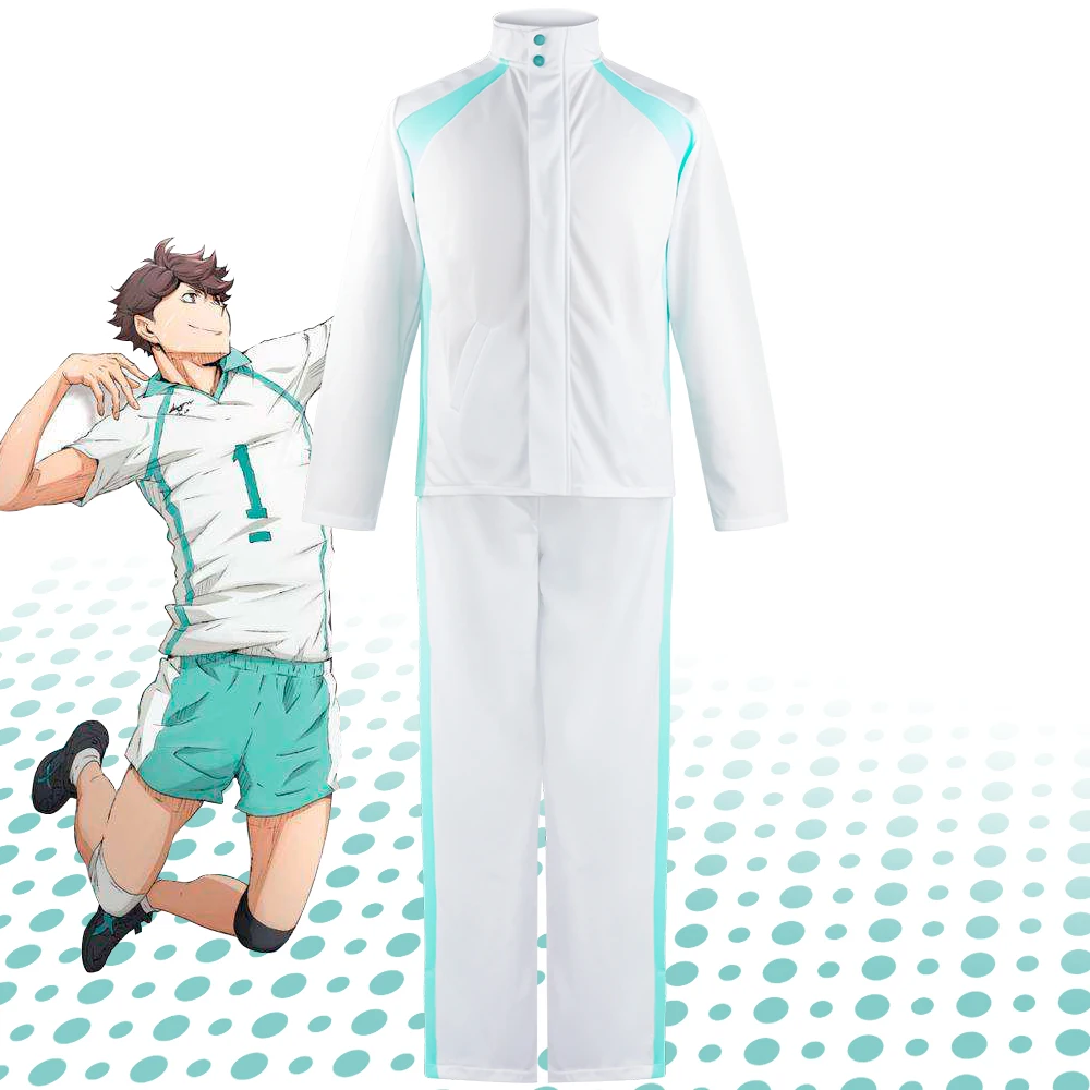 

New Cartoon Haikyuu Aoba Johsai High School Volley Ball Team Sprotswear Cosplay Costume Oikawa Tooru Jacket Pants School Uniform