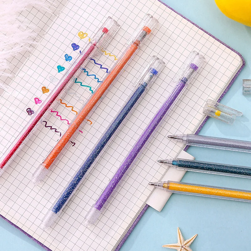 

8 шт./компл. простые гелевые ручки-вспышки, картонная бумажная ручка, художественный маркер, набор канцелярских принадлежностей DU55