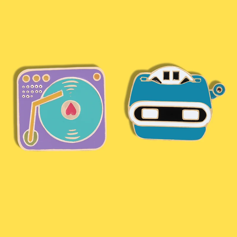 Винтажная Коллекция радио булавка для музыкального проигрывателя эмалированные