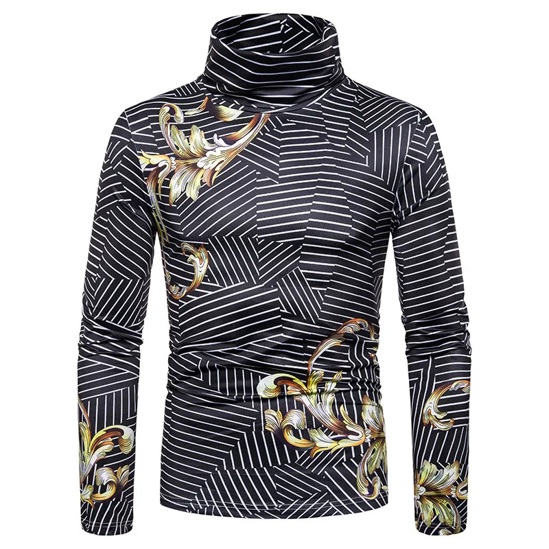 Новинка осени 2019 мужская полосатая футболка большого размера с большим рисунком