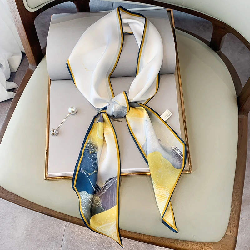 

Luxury brand CC simulation silk twill fabric flower pattern scarf streamer headband headband headband lady WJ20053JL