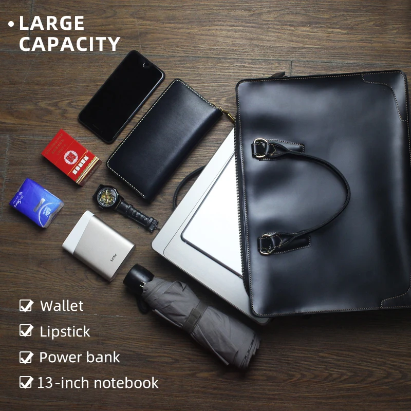 Fit For 13'' Laptop Men's Briefcase Genuine Leather Male Business Handbag Large Capacity Doctor Lawyer computer Clutch Briefcase