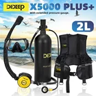 Резервуар для подводного плавания DIDEEP 2 л + трубка для подводного плавания + Улучшенный манометр + очки для дайвинга + жилет с кислородным баллоном оборудование для подводного плавания