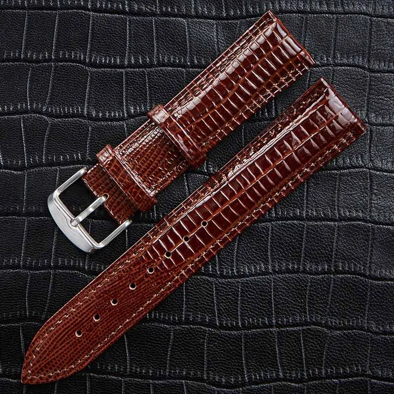 Fashion Lizard Texture Leather Watchband Pin Buckle Watch Strap for Women and Man 12mm 14mm 16mm 18mm 20mm 22mm 24mm