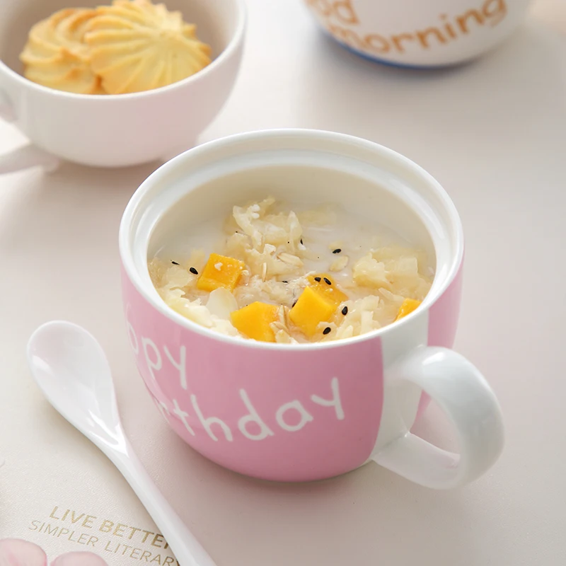 Новая симпатичная мультяшная керамическая кружка чашка с крышкой для чаши