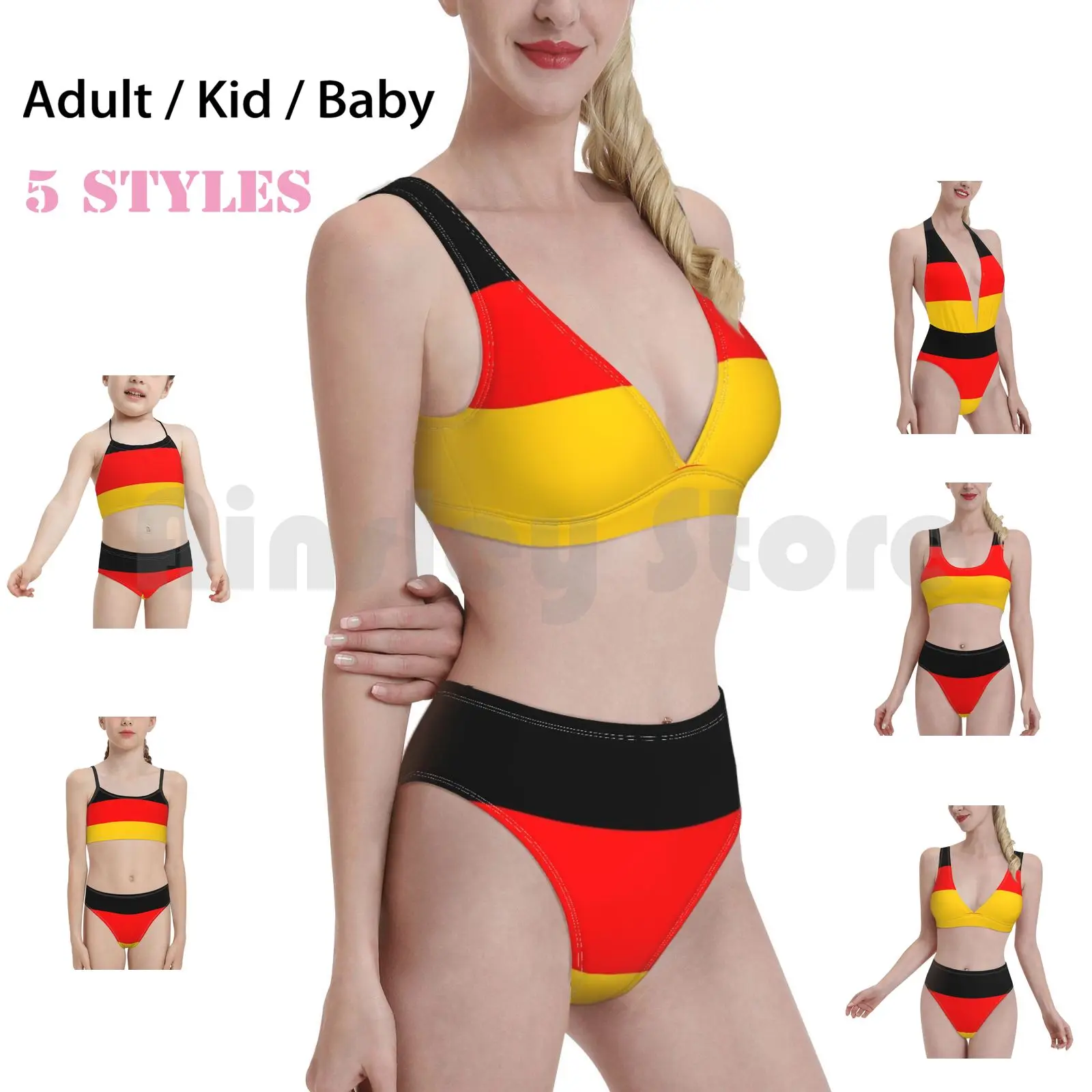 

German Germany Flag Reusable Washable Everyday Swimwear Bikini 1 Piece Women 2 Pieces Germany Germany Design I