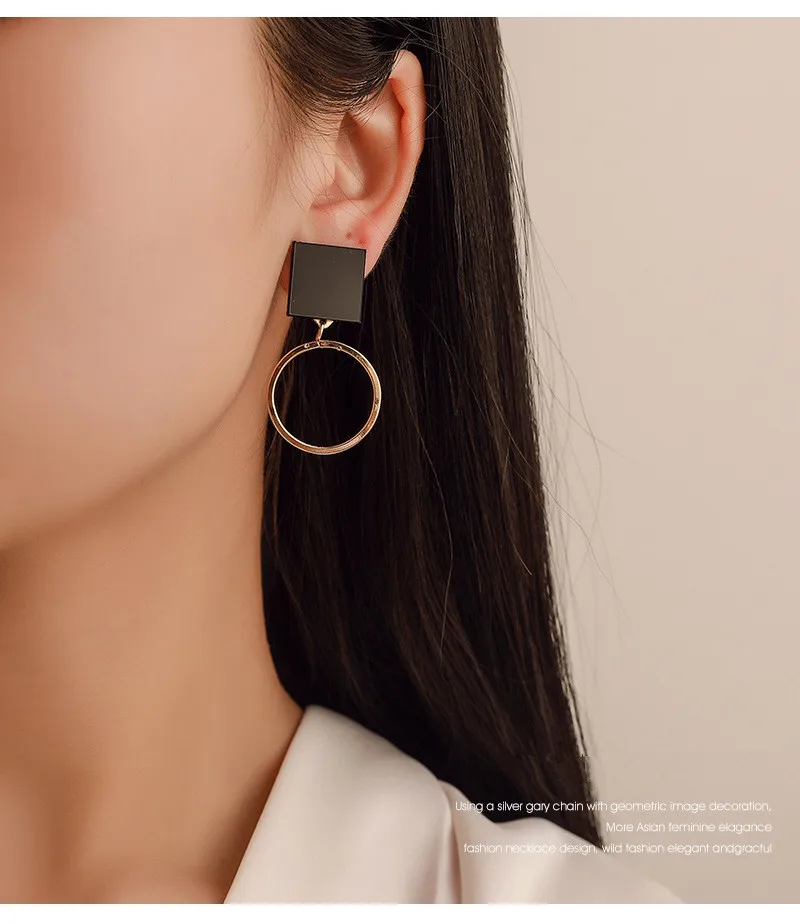 Корейские модные серьги асимметричные геометрические серьги-гвоздики в
