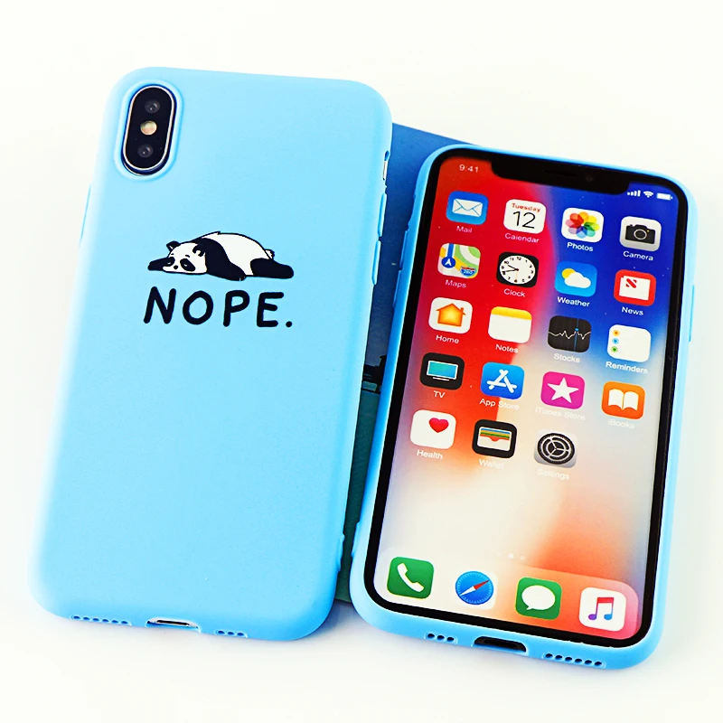 8632-blue Забавные чехлы для телефонов с пандой для iPhone X XS MAX XR 8 7 6 s Plus, мягкие силиконовые облегающие накладки на заднюю панель - Цвет: 8632-blue