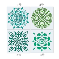 4pc mandala stencil painting template diy wall scrapbooking coloring diary photo album embossing office school supplies reusable