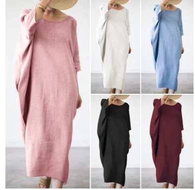 Bikitique хлопок пеньковое круглый вырез летучая мышь короткий рукав плюс размер