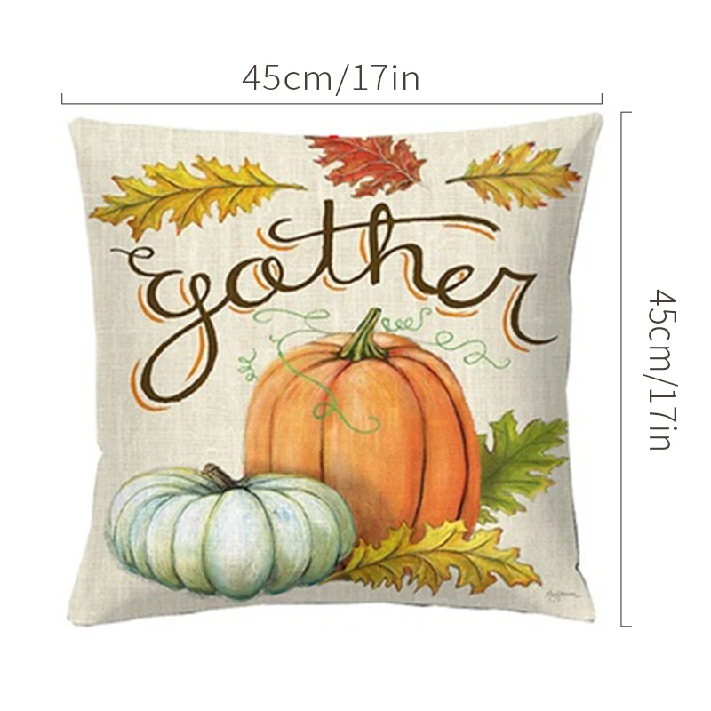 

Halloween Cushion Cover Thanksgiving Happy Fall Pumpkin Cushion Cover for Sofa Car Decorative Pillows for Living Room