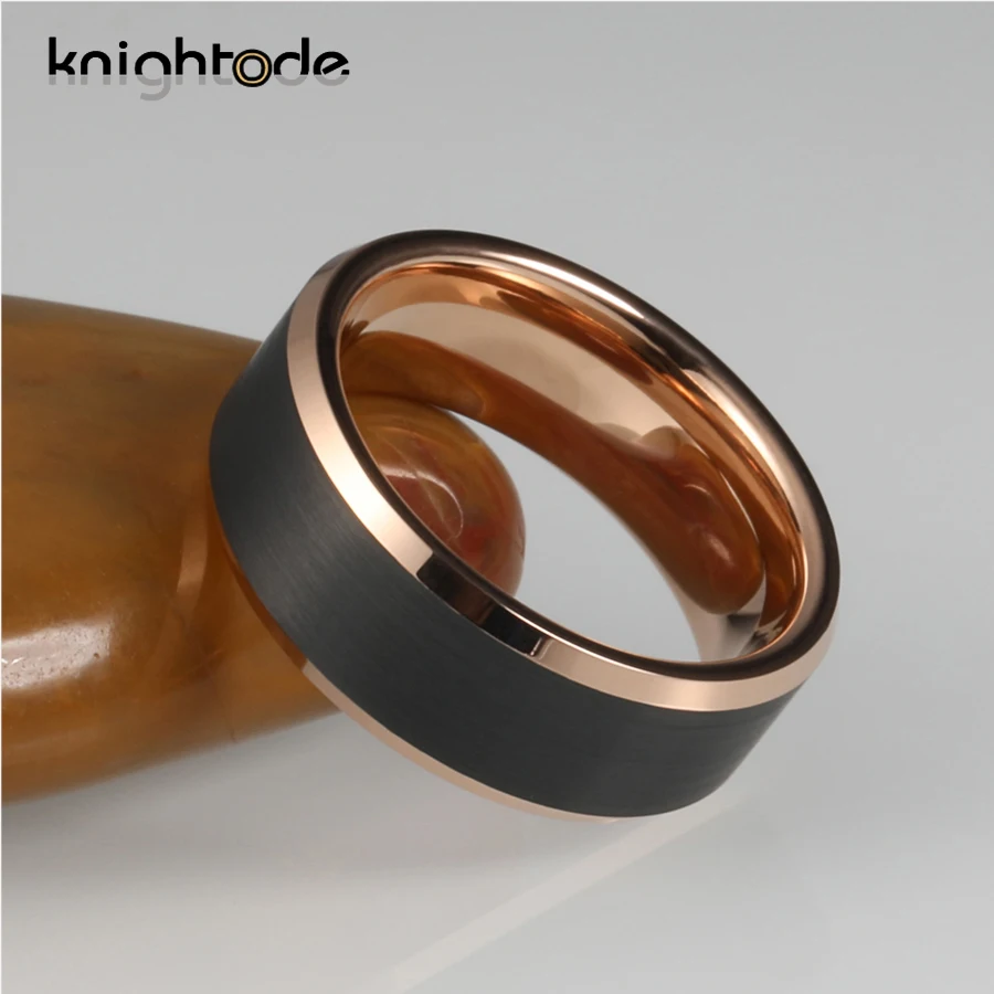 2 Цвет кольцо из розового золота обручальное вольфрама черная матовая
