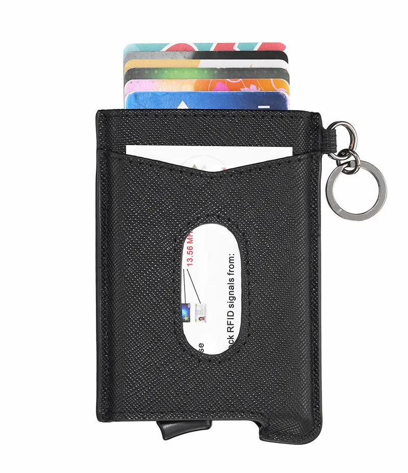 Bisi Goro RFID Блокировка кредитный держатель для карт Anit-theft кошелек карта для мужчин и женщин автоматический всплывающий Чехол для карт кожаный держатель для ID