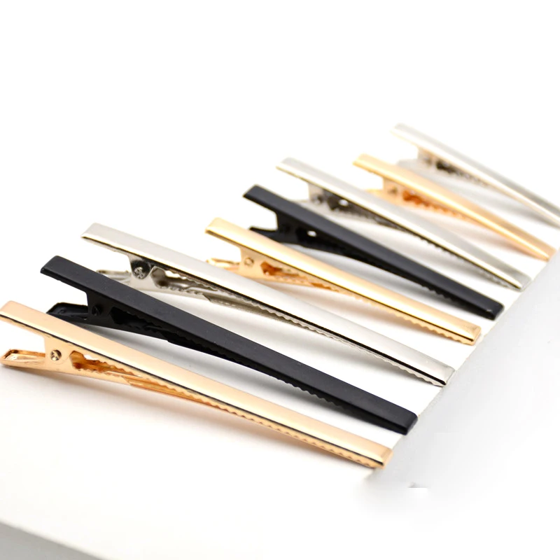 

47mm 60mm 80mm 100pcs Double Prong Metal Hair Alligator Clip Silver Barrette Crocodile Clip Hairpin DIY Hair Accessories