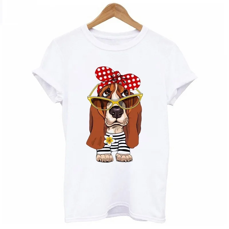 

Harajuku Cool Dog Printed White aesthetic women's T-shirt Summer 2021 new couple street fashion loose student short sleeves Tops