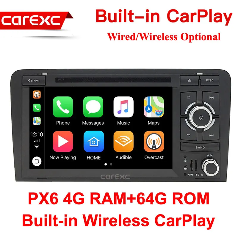 PX6 64G ROM CarExc Android 9,0 с беспроводной CarPlay Радио Стерео dvd-плеер gps для Audi A3 8P 2003-2012 S3 8P 2006-2012 RS3 Sportback 2011 - Цвет: PX6 64G ROM