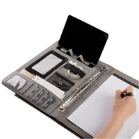 a4 office business manager padfolio zipper briefcase bag document file holder high quality leather organizer portfolio with lock