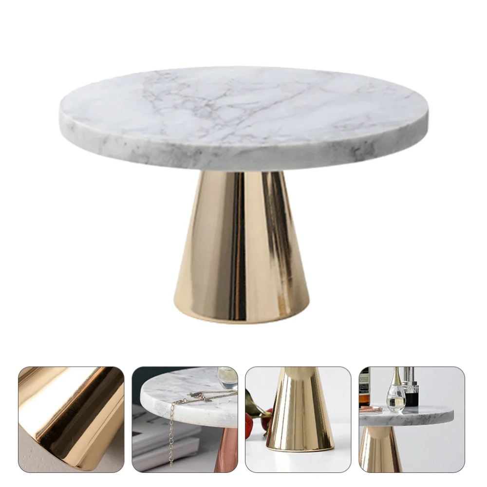 

1Pc Cake Plate Jewelry Tray Food Display Plate Display Tray (Golden Grey)