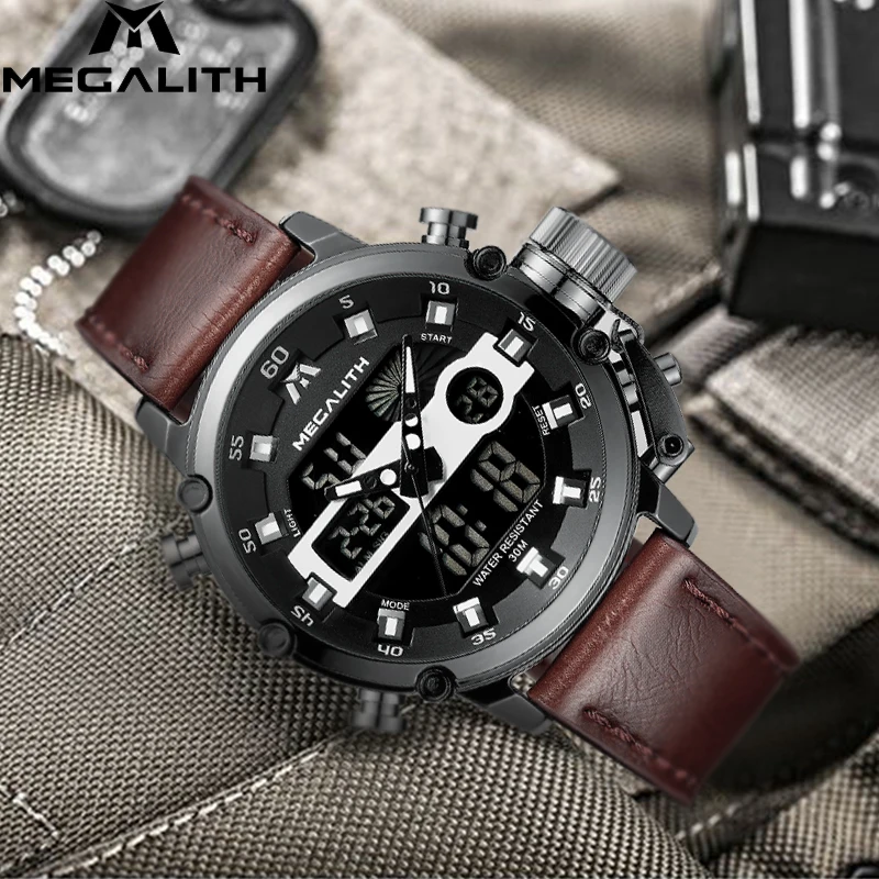 Спортивные часы MEGALITH мужские многофункциональные водонепроницаемые наручные с
