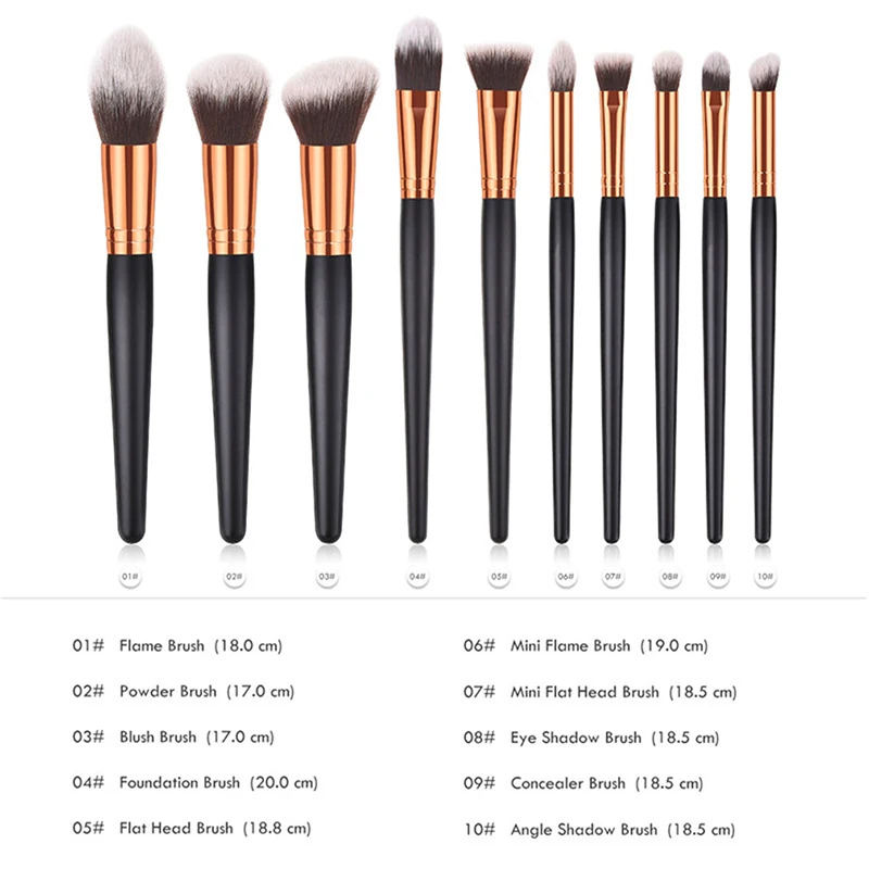 

10Pcs Makeup Brushes Kit Foundation Powder Eye Shadow Cosmetic Blush Blending Beauty Women Cosmetic Make Up Brushes
