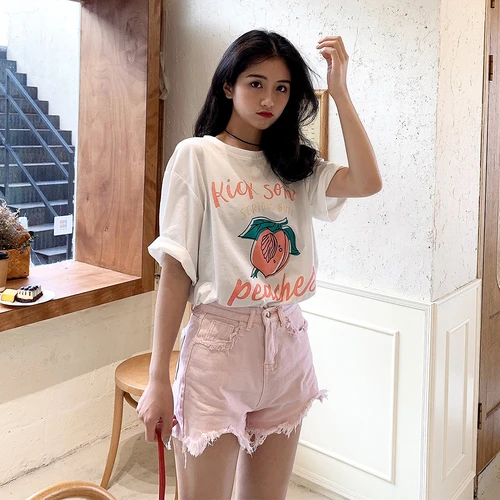 Женская футболка с коротким рукавом Повседневная Свободная универсальная