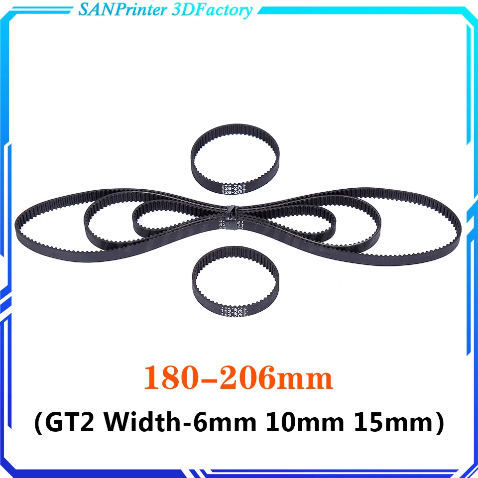 

3D Printer Parts GT2 Closed Loop Timing Belt Rubber 2GT 6/10/15mm180 182 184 186 188 190 192 196 198 200 202 206mm Synchronous
