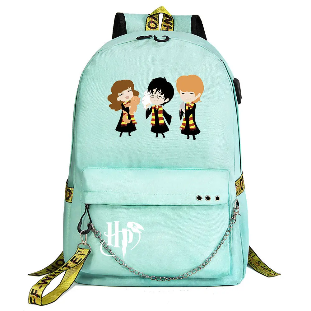 

New Fashion Hogwartes Magic School Wizards USB Charging Shoolbag Backpack Four College Students Travel Notebook Laptop Bags
