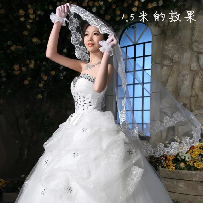 White Ivory Lace Embroidery Wedding Veils 1 Layer Married Accessories 2021 | Свадьбы и торжества