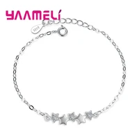 high quality 925 sterling silver bracelet austrian crystal stars charms women girls bangles jewelry christmas gifts