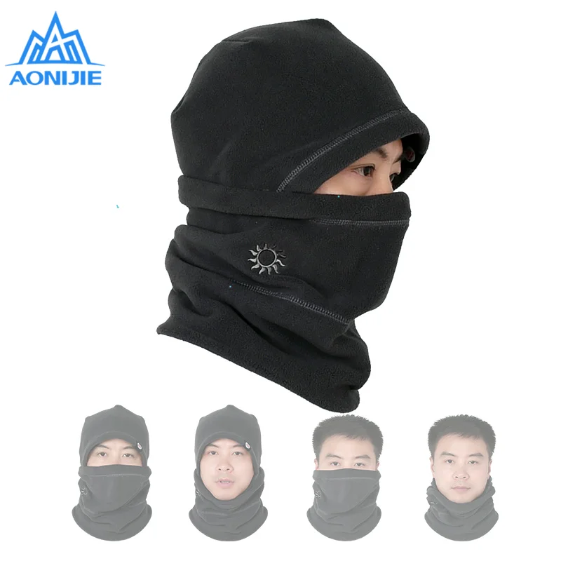 

Двухслойная Зимняя Теплая Флисовая Балаклава AONIJIE для взрослых, лыжная шапка, маска, шарф для езды на велосипеде, кемпинга, бега, походов