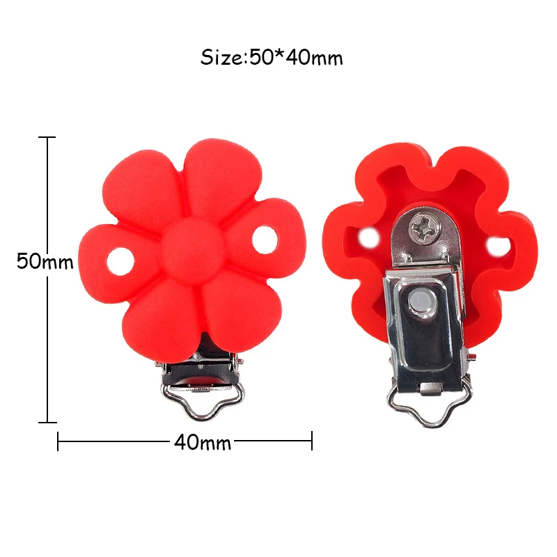 Chenkai-Clip de silicona para beb&eacute;, forma de flor, sin BPA, collar infantil, colgante sensorial, chupete de lactancia, juguetes de dentici&oacute;n, 10 Uds.-4
