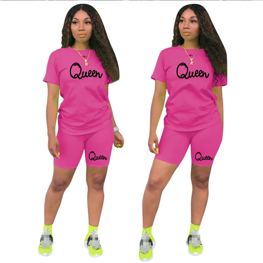Женский летний комплект из двух предметов футболка с коротким рукавом и круглым