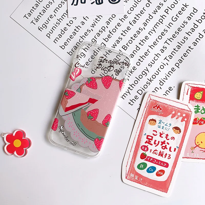 

Sweet Strawberry cake happy Birthday Cute Phone Case For iPhone 11 Pro Max Xr Xs Max X 7 7 Plus 8 6 6s Plus case silicone cover