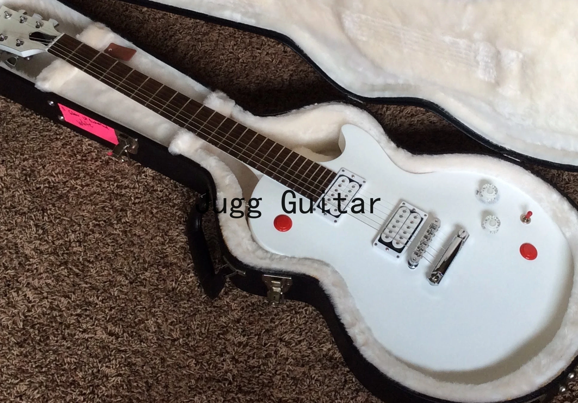 

Rare Kill Switch Buckethead Signature Alpine White Baritone Electric Guitar Red Arcade Button, 24 Jumbo Frets No Inlay