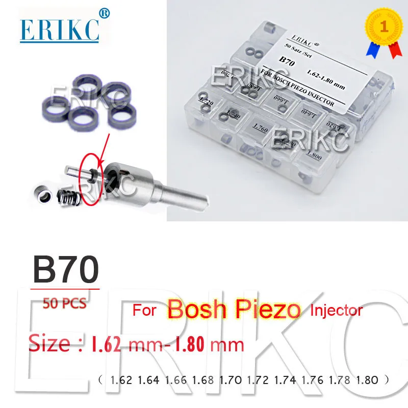 

50PCS B70 Gaskets Size 1.62-1.80mm Piezo Injector Nozzle Adjust Shims B60 Diesel Repair Washer Parts for Bosch Pizeo Injection