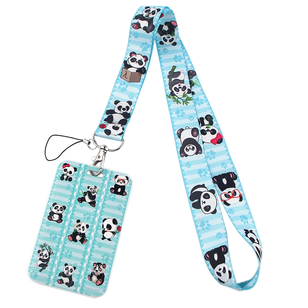 

PF390 Dongmanli Animal Panda lanyard Card ID Badge Holder Keychain Pass Gym Mobile Kids Key Holder Key Rings Gifts