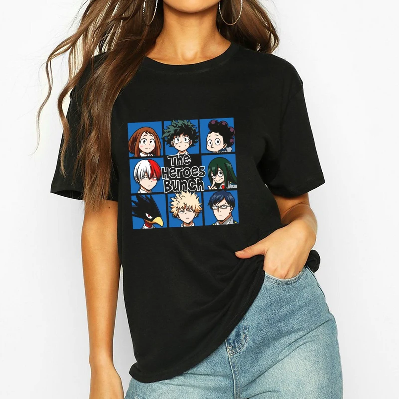 

Japanese Anime The Heroes Bunch Print Women's T-Shirts Funny Cartoon Graphic Tee Harajuku Casual Top 2020 Women Fashion Clothing