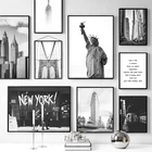 Нью-Йорк Холст Картина Статуя Свободы плакат и печать черно-белые Современные настенные художественные картины для гостиной домашний декор