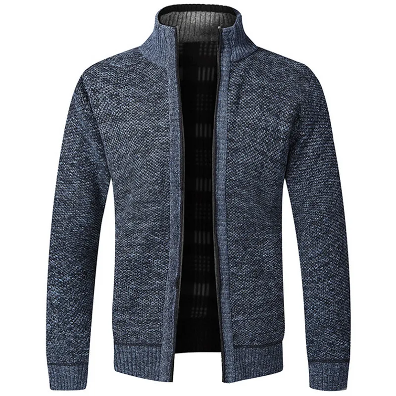 

Autumn Winter 2021 Men's Sweater Jackets Coat Men Zipper Knitted standing collar cardigan Coat Warm Casual Knitwear Cardigan
