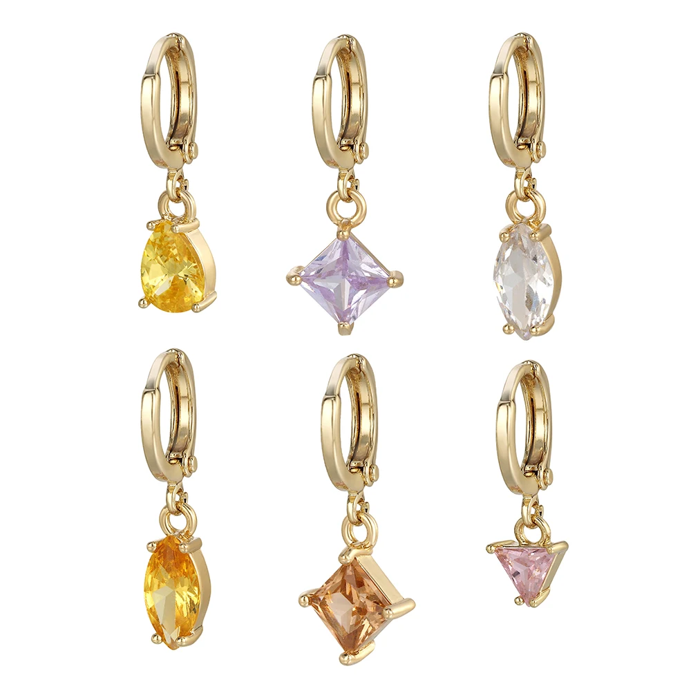 Новые модные циркониевые девичьи серьги камень CZ красивые золотые женские с