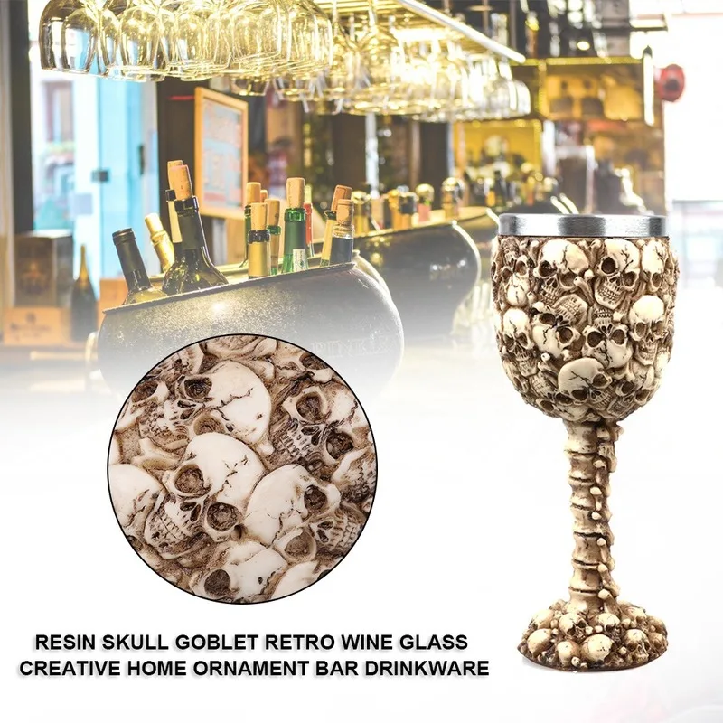 

Creative Teacup Resin Skull Beer Mug Personality Antique Painted Wine Glass Goblet Drinking Glasses wine glass