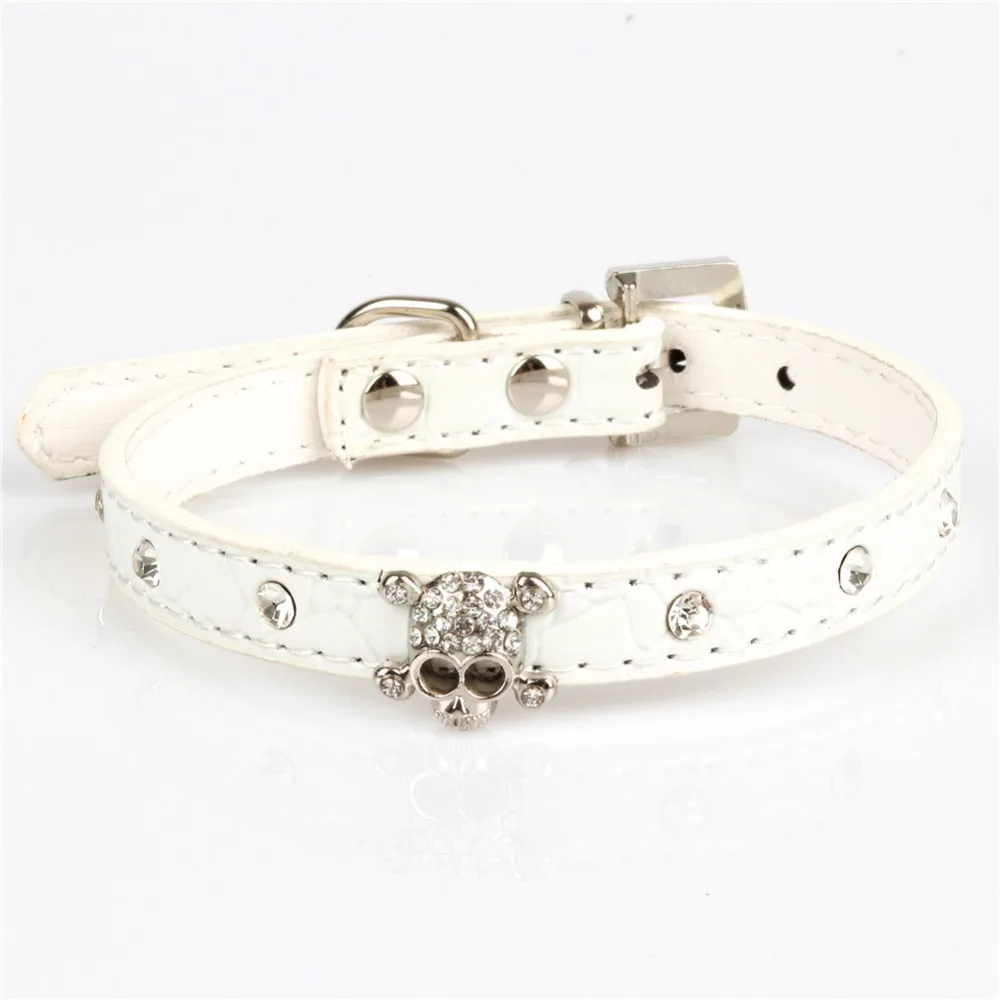 Ошейники для маленьких собак выдвижной Стразы с черепом аксессуары домашних