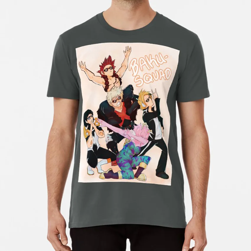 Темно-серый Memesquad 2k18 футболка bnha mina ashido bakugo katsuki denki kaminari sero hanta kirishima eijirou boku no hero academic - Цвет: Темно-серый