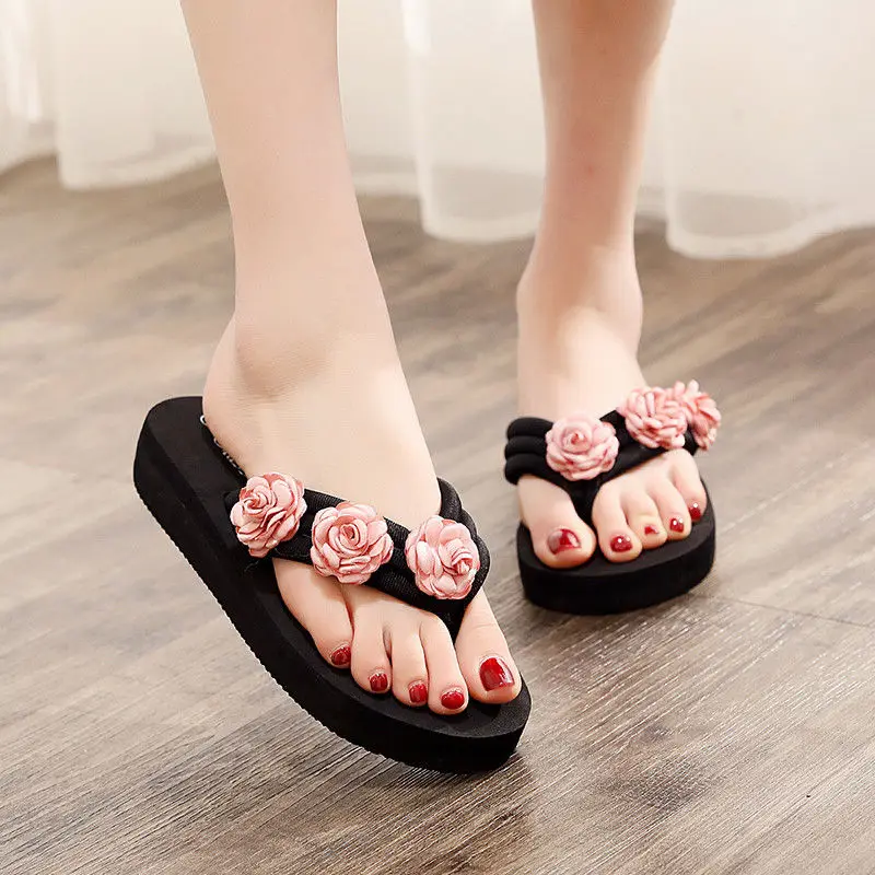 

Women Thick Bottom Sandals Slippers 2021 Summer Casual Sandals Slipper Beach Shoes Flat Heel Slides Sandals Flat Slippers