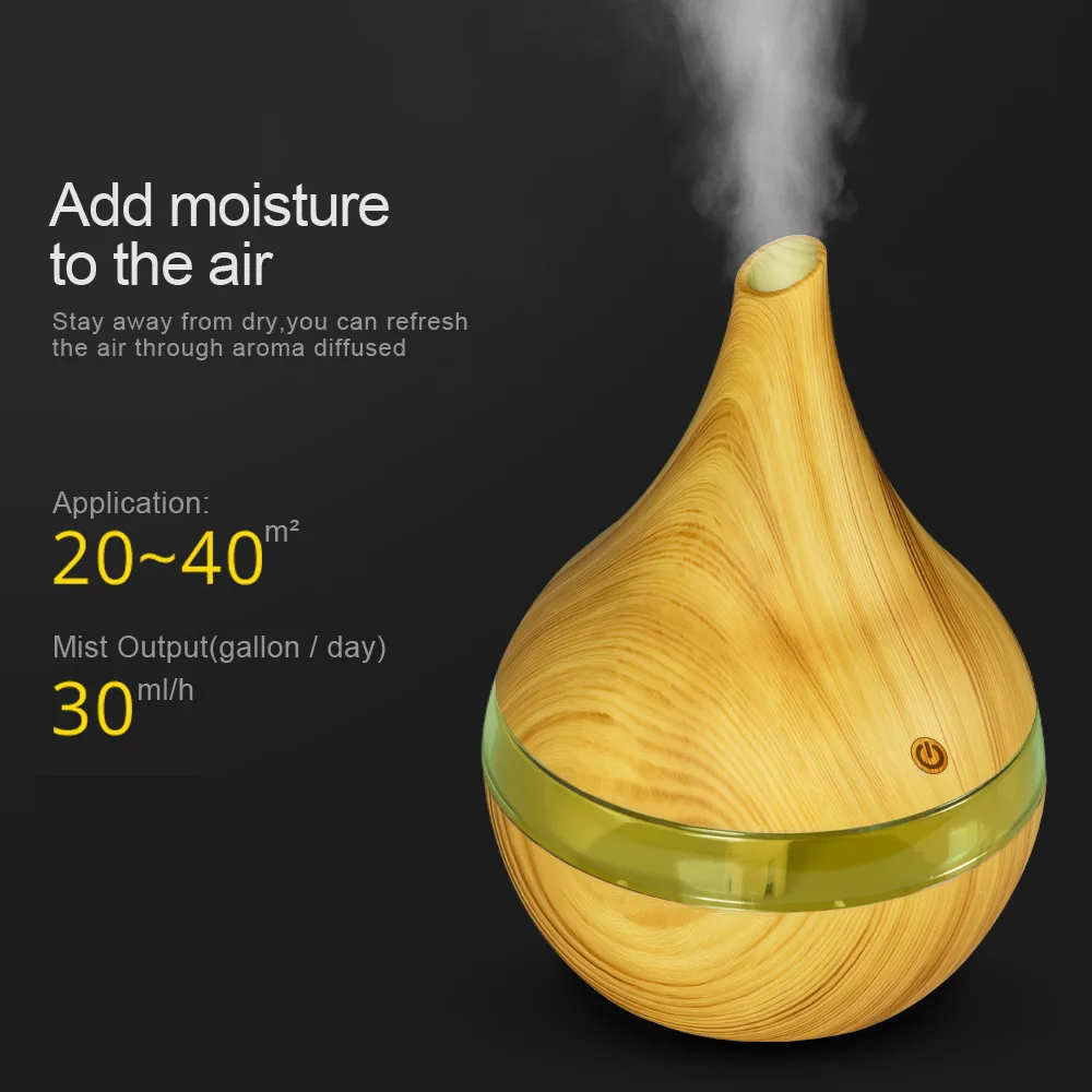

300ml USB Electric Aroma air diffuser wood Ultrasonic air humidifier Essential oil Aromatherapy cool mist maker for home