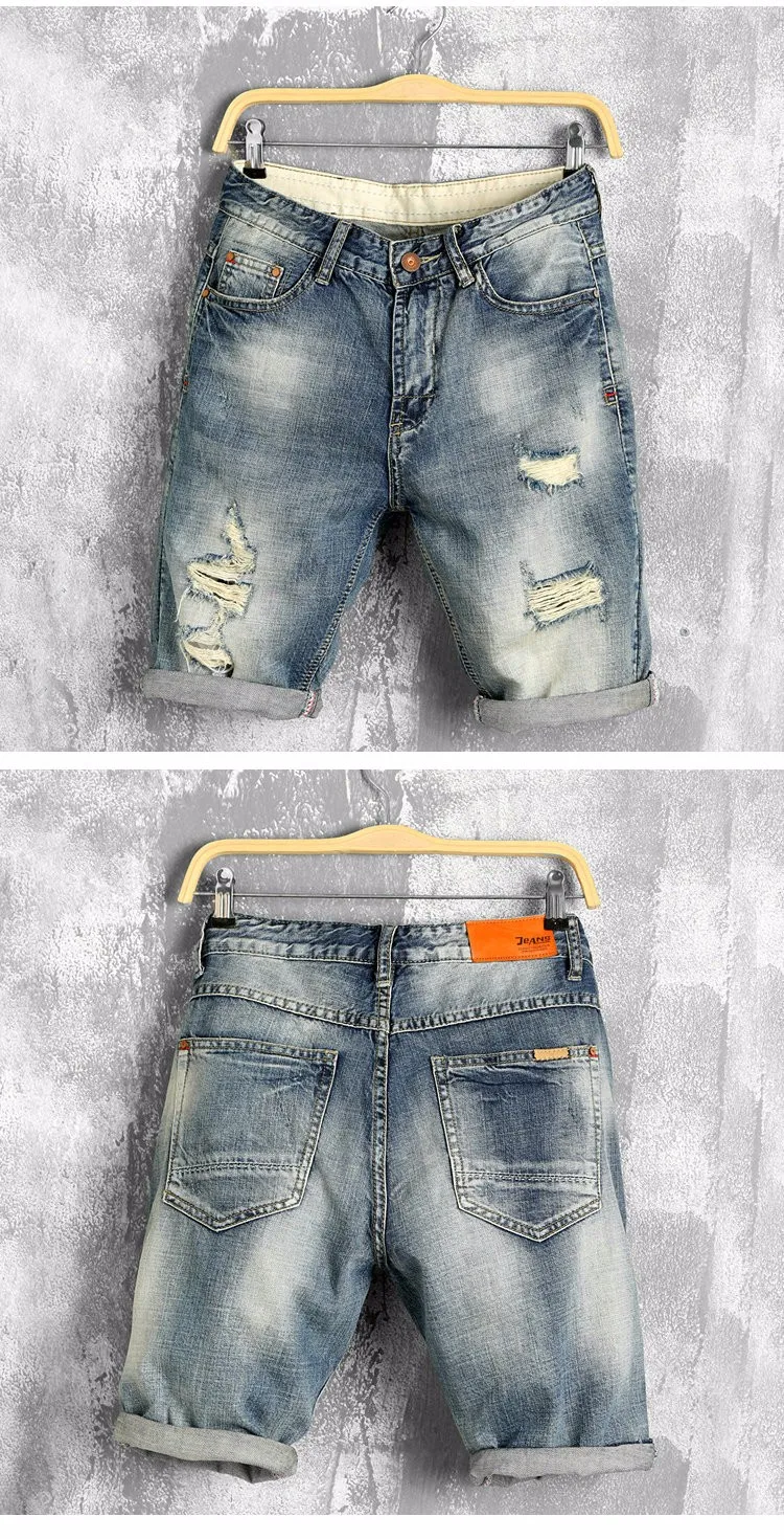 

2021 summer denim shorts male jeans men jean shorts bermuda skate board harem mens jogger ankle ripped wave 38 40,PA028