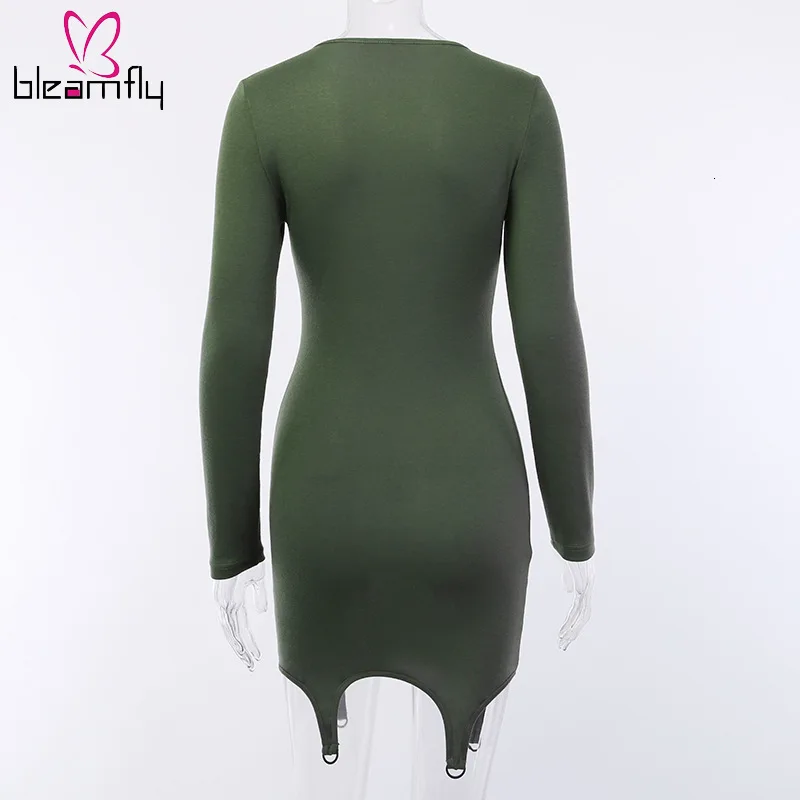 Новинка Осеннее женское однотонное платье с круглым вырезом и длинным рукавом